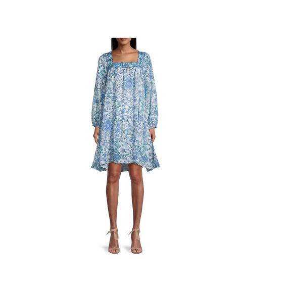 NEW JOHNNY WAS leilani floral mini dress in blue/white - Picture 1 of 3
